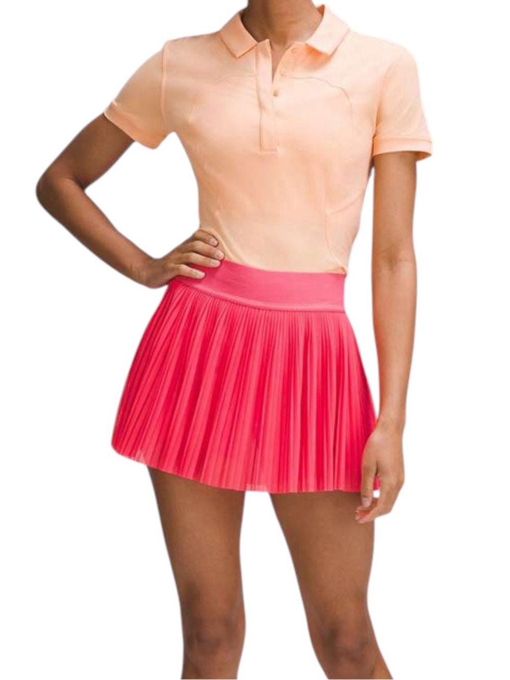 Lululemon Mesh Pleats Mid-Rise Mini Tennis Skirt Hot Pink Lip Gloss 6